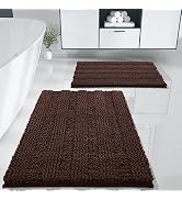Yimobra Washable Bathroom Rugs Sets 2 Piece, Non Slip Quick Dry Absorbent Bath Mat Set, Plush Che...