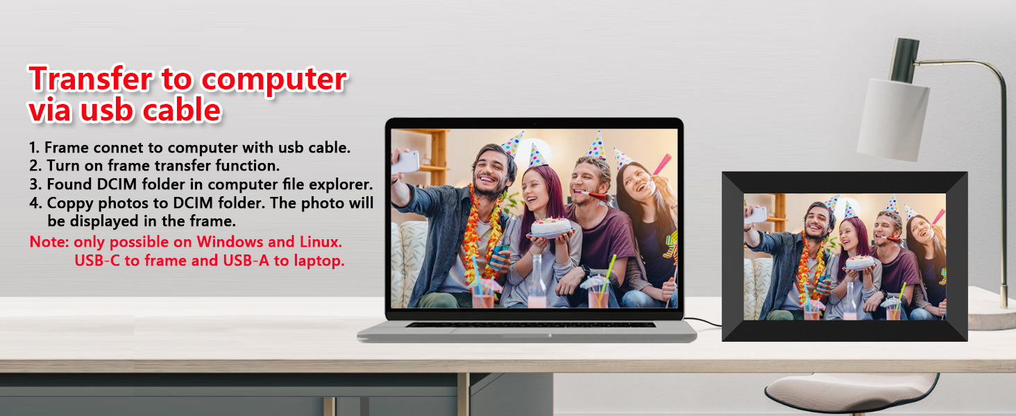 32GB FRAMEO 10.1 Inch Smart WiFi Digital Photo Frame 1280x800 IPS LCD Touch Screen