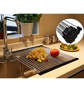 Roll Up Dish Drying Rack Over The Sink Dish Drying Rack Portable Stainless Steel Rolling Rack Kit...