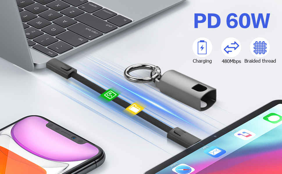 Keychain fast charging cable