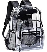 Vorspack Clear Backpack Heavy Duty PVC Transparent Backpack with Reinforced Strap for College Wor...