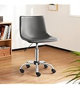 OFIKA Mid Back PU Leather Task Chair,Home Office Desk Chairs with Wheels, Leather Swivel Office C...