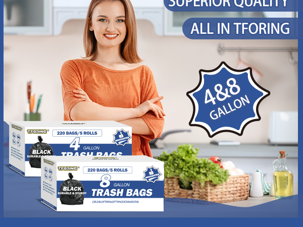 small trash bags 4 gallon garbage bags black can liners