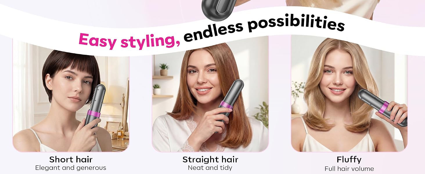 Minwoch Cordless Straightener Brush for All Hairstyles, Short Hair to Fluffy Volume