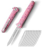 Mini Slim Folding Scalpel,Scalpel Pocket Knife with 10pcs #60 Replaceable Razor Blades,G10 Handle...