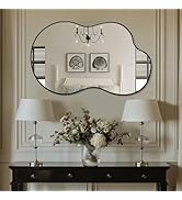 Homsion Irregular Wall Mirror, 26"x40" Asymmetrical Mirror with Metal Frame, Modern Unique Decora...
