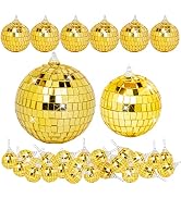 32 Pack Mini Disco Balls Decorations Different Sizes Mirror Ball with Hanging String Small Disco ...