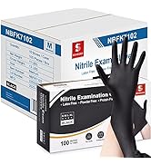 Schneider Nitrile Exam Gloves, Black, 4 mil, Latex-Free, Disposable Gloves for Medical, Cleaning ...