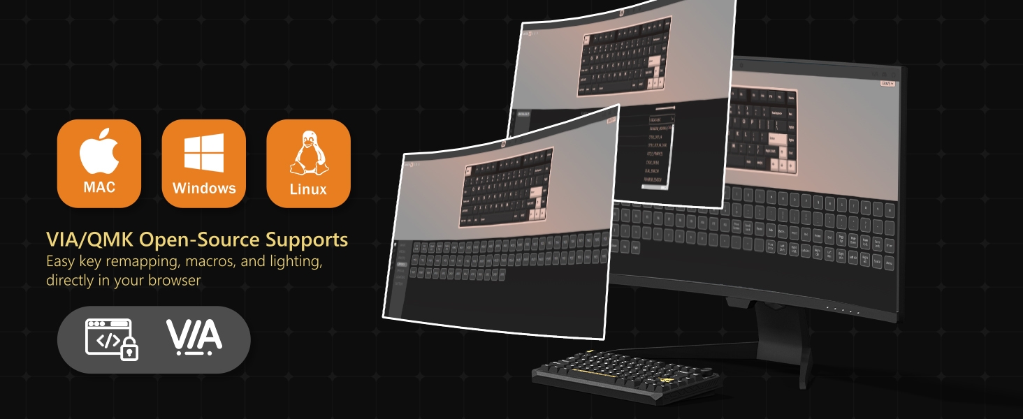 Wireless Gaming Keyboard Black Knob, 75% Aluminum Mechanical Keyboard QMK/VIA