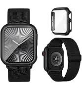 Stretchy Bands Compatible for Apple Watch Band and Case 40mm 44mm 41mm 45mm 42mm 46mm, Nylon Solo...
