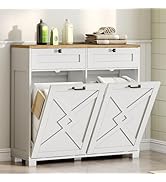 STHYTON Double Tilt-Out Laundry Hamper Cabinet, 2 x 13.6 Gallon Laundry Basket, Hidden Laundry Ha...