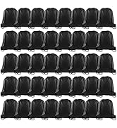 KUUQA 40Pcs Black Drawstring Backpack Bags Sack Drawstring Bags Bulk String Backpack Storage Bags...