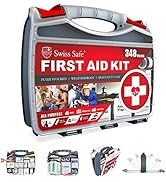 Swiss Safe 2-in-1 First Aid Kit for Car, Travel &amp; Home, Businesses - 348 Piece Pocket Pouch for M...