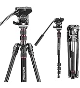 MACTREM Aluminum Alloy Camera Tripod Monopod 80 inch with 1/4 and 3/8 inch Screws Fluid Drag Pan ...