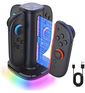 Charging Dock for 2025 Nintendo Switch 2 JoyCon, 4-in-1 Charger Stand with Magnetic Stand, RGB Li...