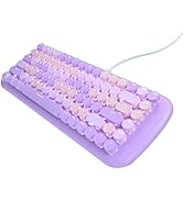 Lomiluskr Cute Colorful Wired Mechanical Keyboard for Girls and Kids, Round Keycaps, Compact 84 K...