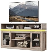 WLIVE Farmhouse TV Stand for TVs Up to 65 Inches, Tall Entertainment Center with Storage Cabinets...