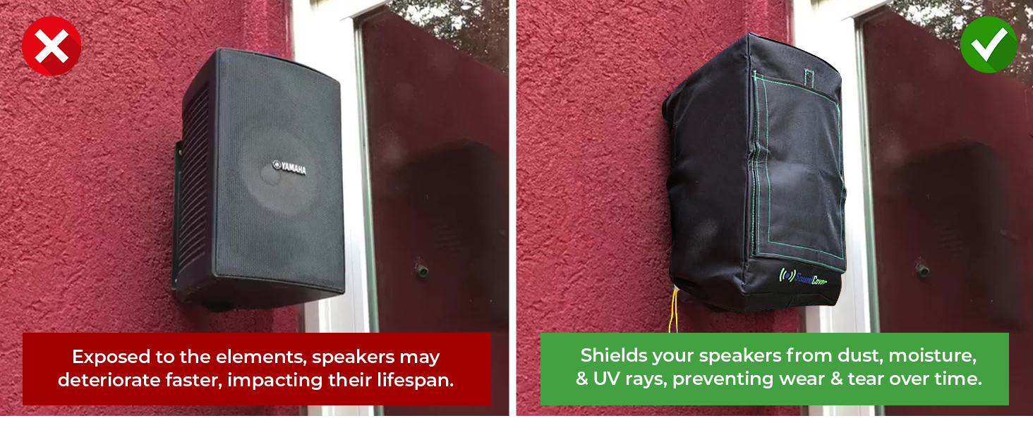 outdoor speaker covers heavy duty water sun sand protection UV 50 snug fitting dust double stitch