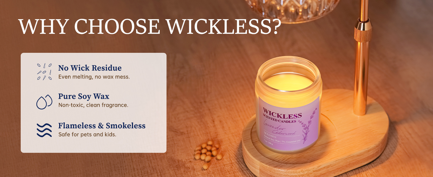 wickless candle warmer lamp soy wax scented non toxic vanilla sandalwood lavender cedarwood