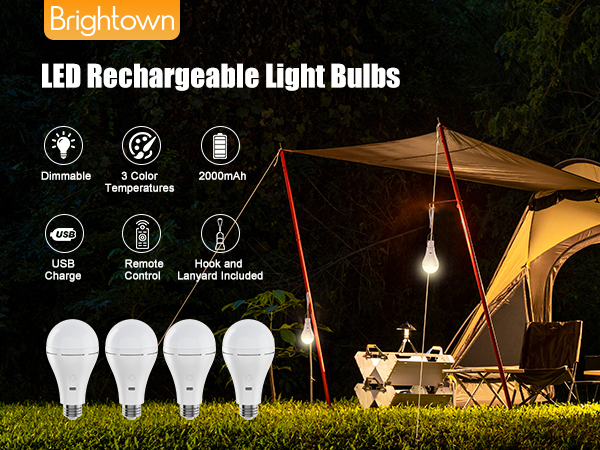 Brightown Rechargeable Light Bulb with Remote
