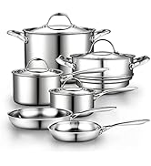Cooks Standard Stainless Steel Kitchen Cookware Sets 10-Piece, Multi-Ply Full Clad Pots and Pans ...