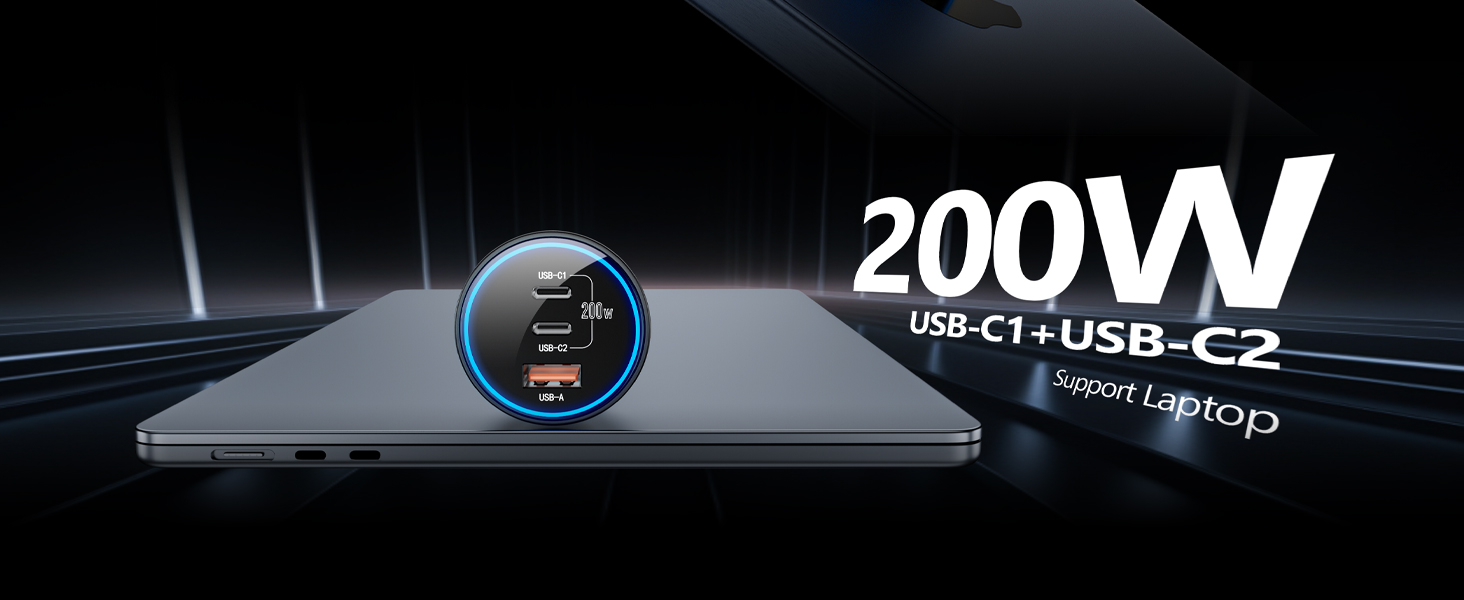 car charger 200 W USB C1 USB C2
