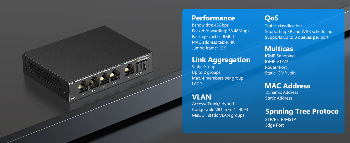 2.5 gbe switch managed 5 port