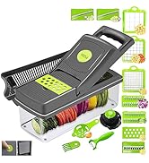 Vegetable Chopper 16 in 1, 9 Blade Veggie Food Chopper with Container 1.2L, Slicer Dicer Cutter w...