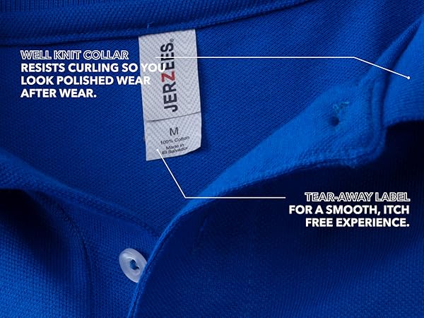 Welt knit collar resist curling so you look polished wear after wear