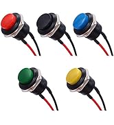weideer 5pcs 16mm Momentary Push Button Switch SPST AC250V/3A AC125V/6A ON Off 2 Pin Mini Self-Re...