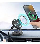 MEHIDFY Foldable Magnetic Wireless Car Charger Mount, 15W Fast Charging Magnetic Phone Holder for...