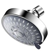 Voolan High Pressure Shower Head - 4 Inch Rain Showerhead - High Flow Bathroom Shower with 5 Spra...