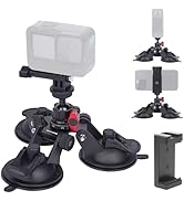 Mechrig Triple Suction Cup Camera Car Mount with 360° Ball Head, Camera Suction Mount Kit Car Boa...