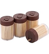MHREN Toothpick Holder Dispenser, 3000 Count Bamboo Toothpicks with 4 Reusable Toothpick Dispense...