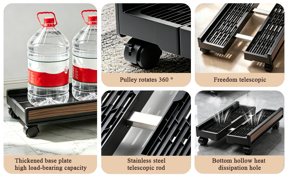 Adjustable Rolling Tray for Appliances, 360° Wheels, Heat Dissipation