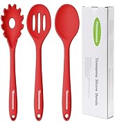 Silicone Cooking Spoons, Heat Resistant Large Silicone Pasta Slotted Spoon Solid Basting Spoon se...