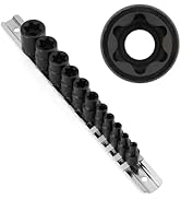 CASOMAN 11PCS Female Torx Socket Set, E Torx &amp; Star Socket Set with Rail, E4 - E20 Torque Sockets