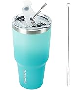 BJPKPK 30oz Stainless Steel Tumbler Color Block Insulated Tumblers Cup with Lid and Straw, Double...