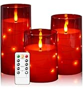 kakoya Flameless LED Candles with Timer 3 Pc Flickering Flameless Candles for Romantic Ambiance a...