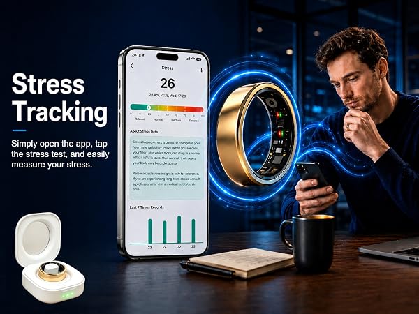 Stress Tracking - Measure stress levels with just a single tap on the app’s stress test.