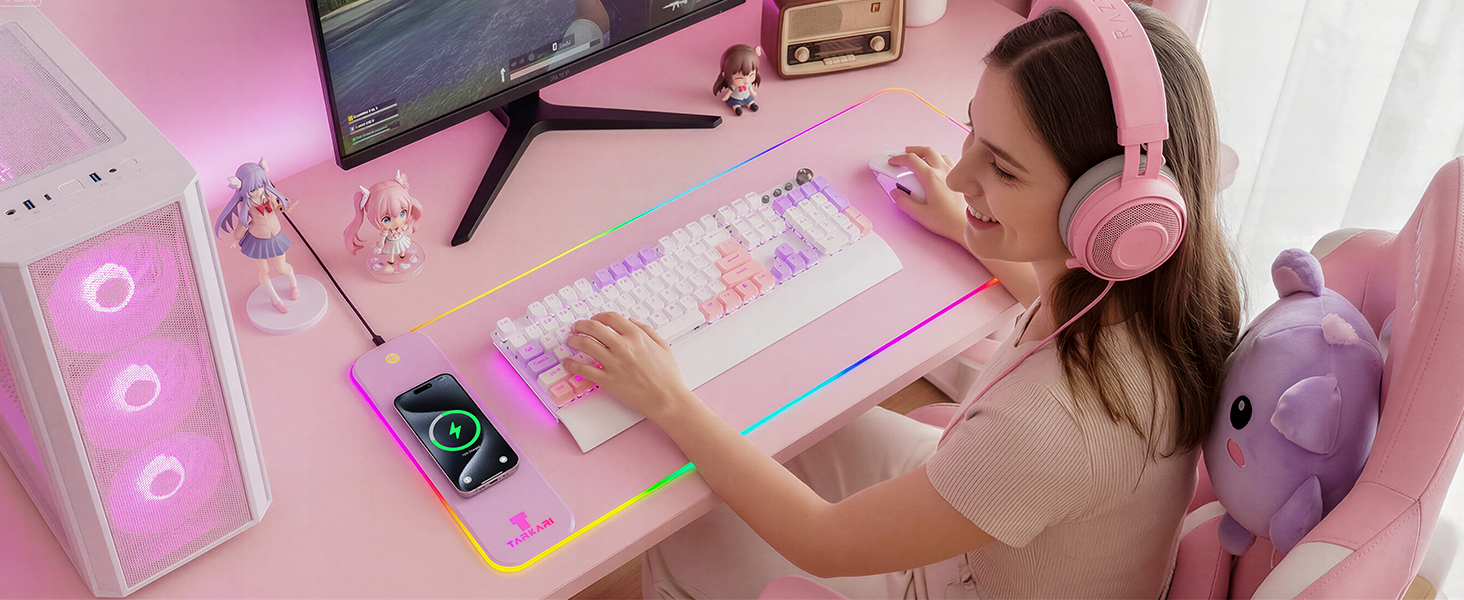 TARKARI Magnetic Wireless Charging RGB Mouse Pad