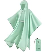 SaphiRose Extra Thick Hooded Rain Poncho Double Layer Waterproof Raincoat Jacket for Men Women Ad...