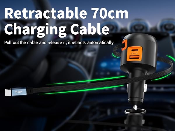 Retractable 70cm Charging Cable