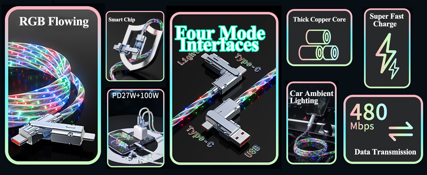 4-in-1 RGB Flowing Charging Cable