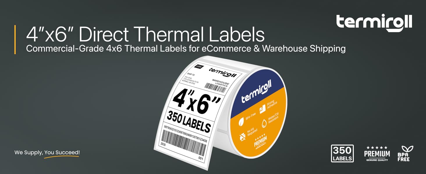 4”x6” Direct Thermal Labels - 350 Labels / Roll by Termiroll