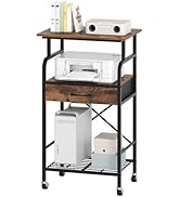 MAHANCRIS Tall Printer Stand, 3 Tier Printer Cart with Storage, Industrial Printer Table on Wheel...