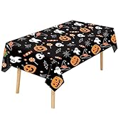 CXPSINC 4 Pack Halloween Pumpkin Ghost Tablecloth,54" x 108" Rectangular Plastic Spider Web Table...