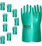 North Tower 10 Pairs Chemical Resistant Nitrile Gloves, Resist Household Acid, Alkali, Solvent an...