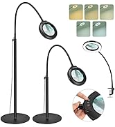 Drdefi 10X Magnifying Floor Lamp with Light, 24" Flexible Gooseneck Standing Magnifying Glass, 3-...