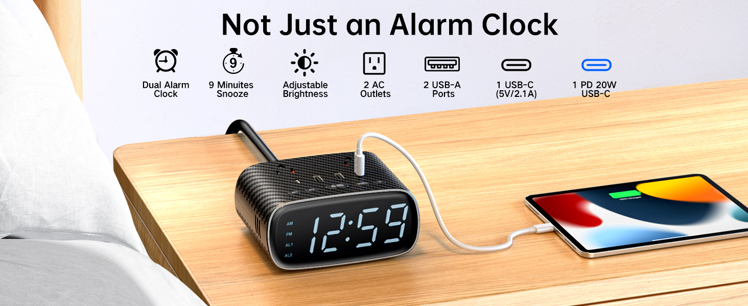 alarm clock with usb ports